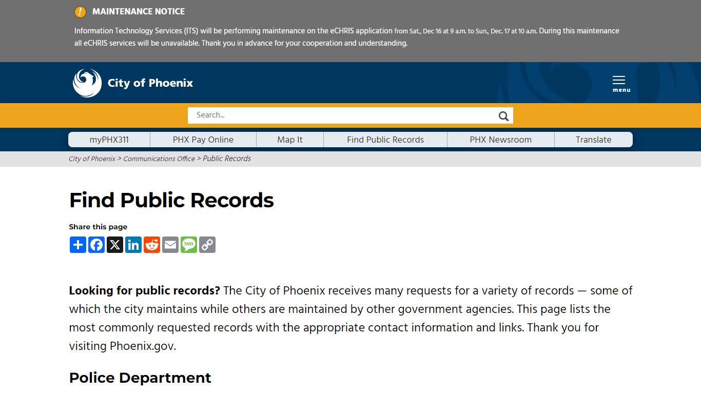 City of Phoenix Public Records