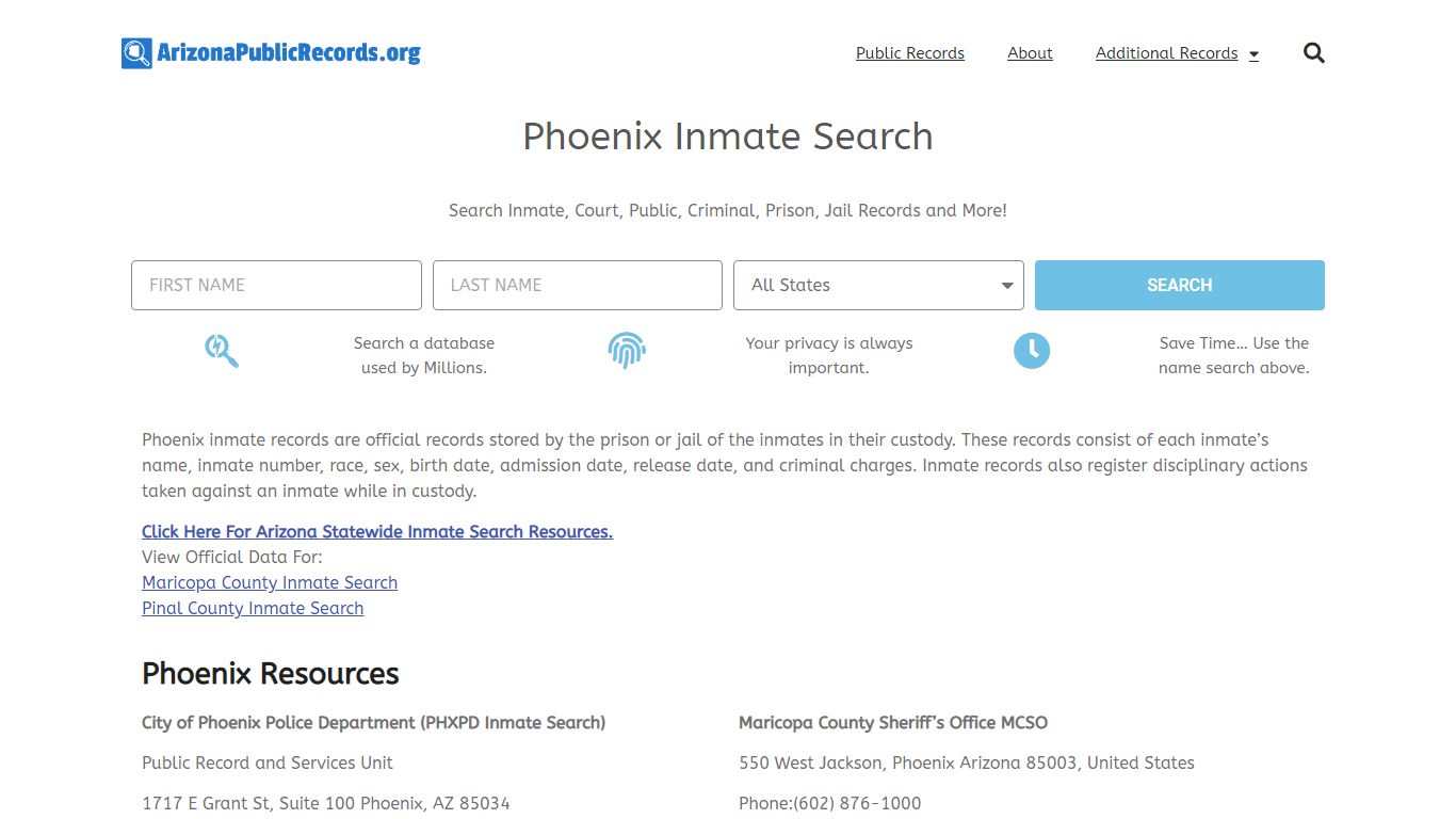 Phoenix Inmate Search - Current & Past PHXPD AZ Jail Records